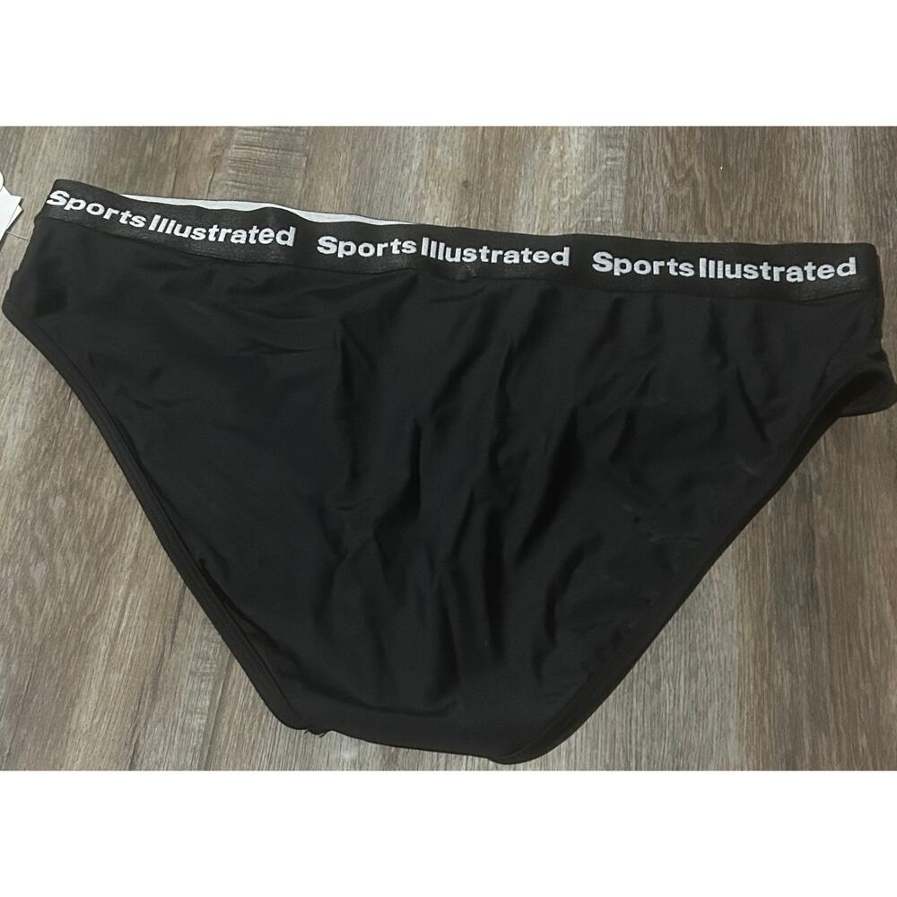 Sports Illustrated Women Black Cheeky Swim Bottom size L